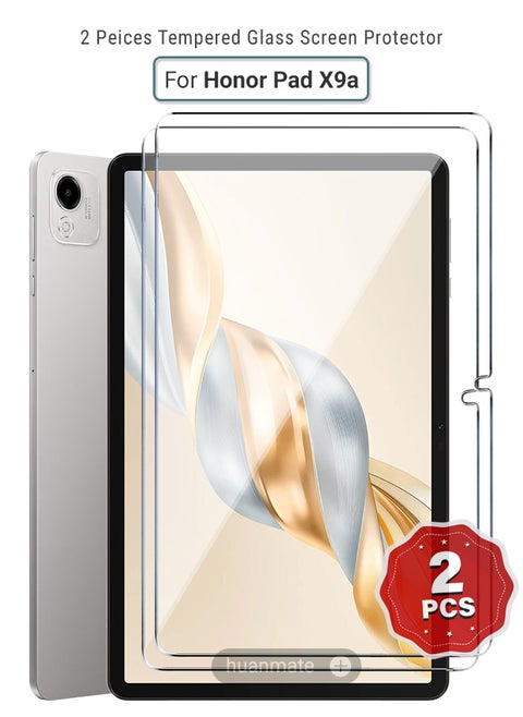 2 Pieces Honor Pad X9a Tempered Glass Screen Protector – High Transparency, Delicate Touch, Anti-Explosion, Smooth Arc Edges, Easy Installation, Screen Protector for Honor Pad X9a