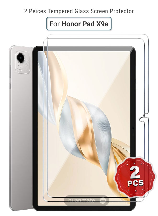 2 Pieces Honor Pad X9a Tempered Glass Screen Protector – High Transparency, Delicate Touch, Anti-Explosion, Smooth Arc Edges, Easy Installation, Screen Protector for Honor Pad X9a