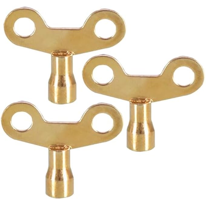 PACK OF 3 BRASS RADIATOR KEY, RADIATOR BLEED KEY, RADIATOR BLEED VALVE KEY, CLOCK TYPE RADIATOR KEY, FOR BLEEDING AND AIR VENT, KEY TO BLEED RADIATOR UK - Image 1