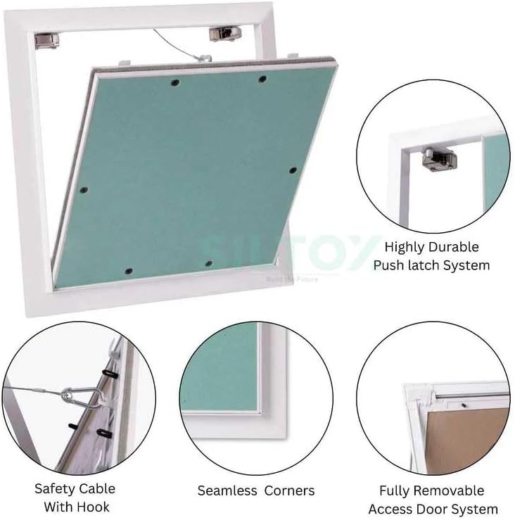 SILTOX Drywall Access Panel with Aluminium Frame, Gypsum Inspection Access Door for Wall & Ceiling, Plumbing, Electrical & HVAC Maintenance Access Cover (40x40 cm) - Image 3