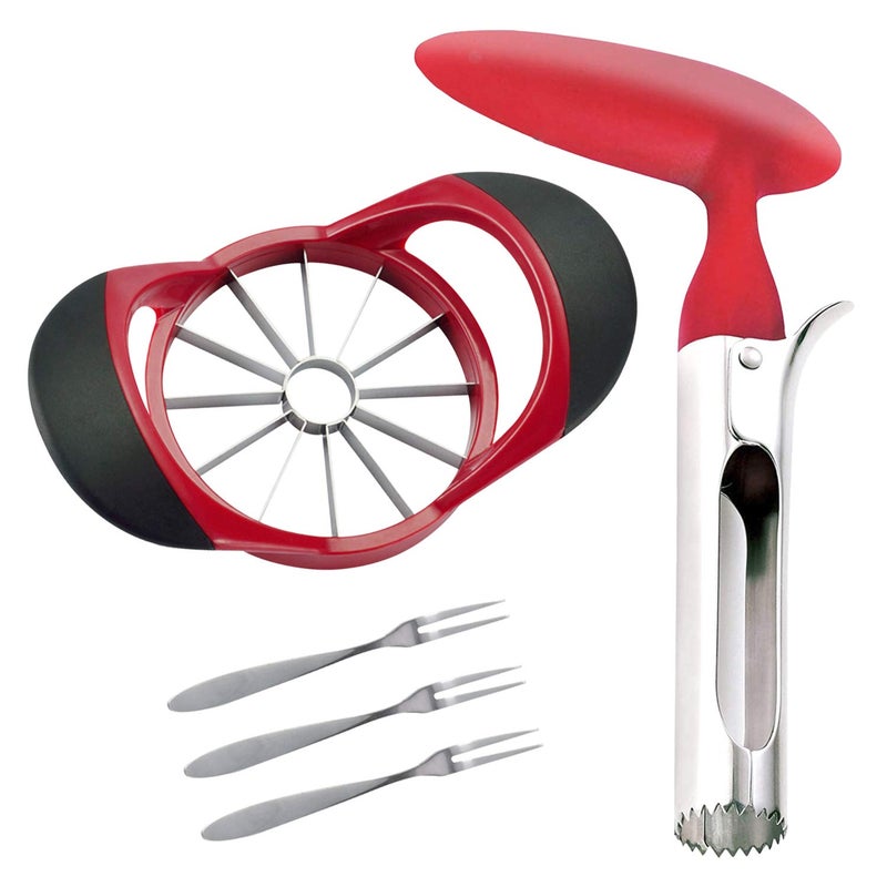 SINGARE Apple Cutter Slicer  Corer Kit  12Blade Apple Slicer  Corer Includes 3 Premium Stainless Steel Fruit Forks