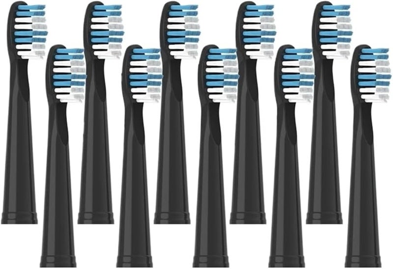 Replacement Brush Heads Compatible for Seago Electric Toothbrushes E1 9 SG2303 SG575 10pcs Black - Image 2