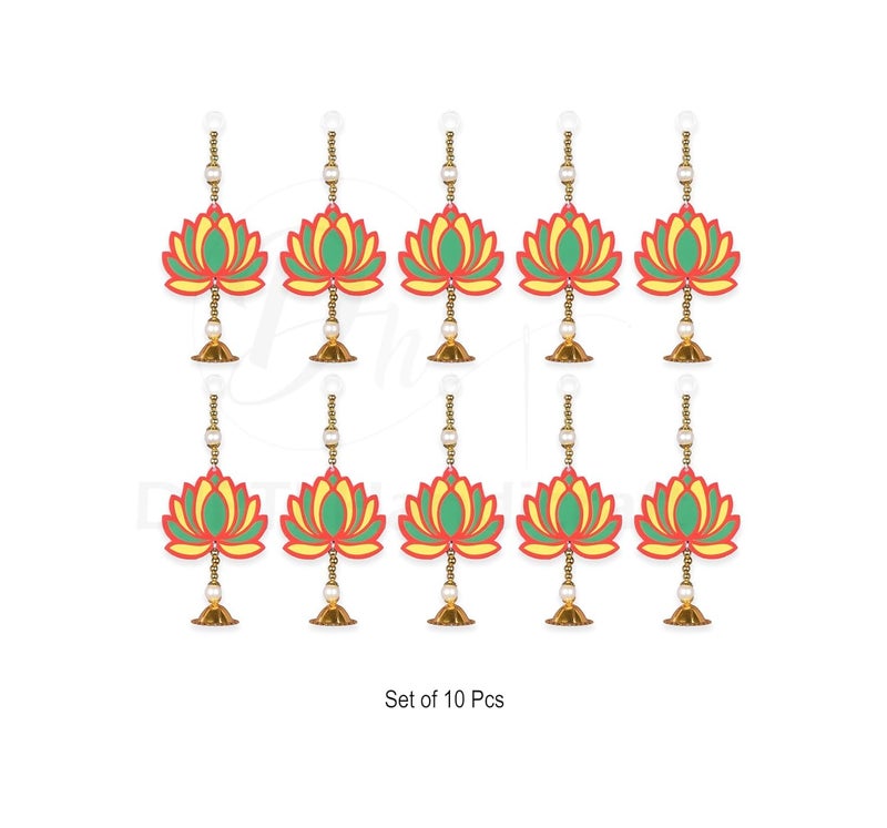 DIPTI HANDICRAFT DIPTI HANDICRAFT Decor Hanging Lotus Decoration Items Festival Decoration Items for Home Decoration for Diwali Pack of 10  - Image 2