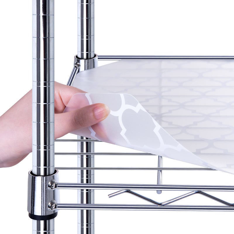 BRIAN  DANY Wire Shelf Liner 14 X 36 Heavy Duty Shelf Liners for Wire Shelving Waterproof Protector Mats Set of 5 Quatrefoil Grey