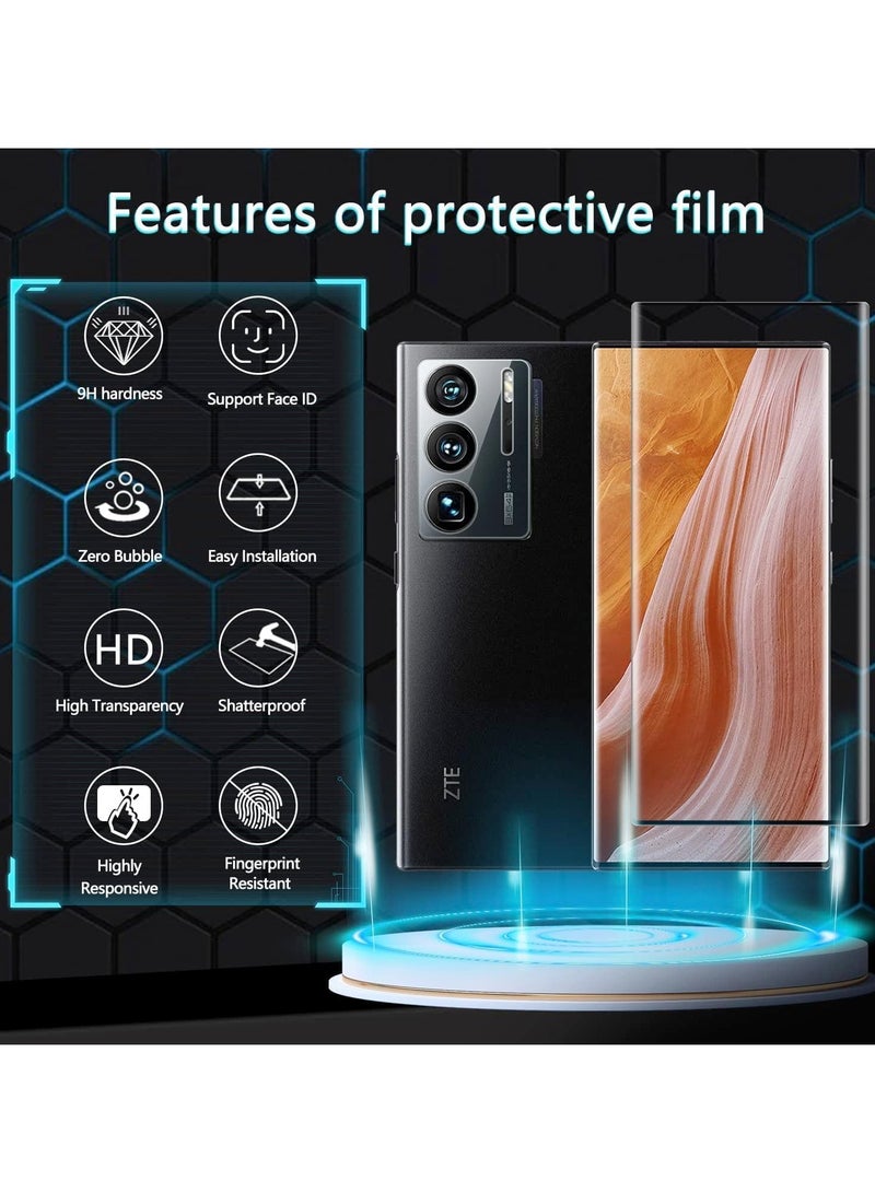 General Screen Protector Compatible with ZTE AXON 40 Ultra 5G, [1+2 Pack] 3D Screen Protector + Camera Lens Protector 9H Hardness Anti-Scratch HD Tempered Glass for ZTE AXON 40 Ultra  - Image 2