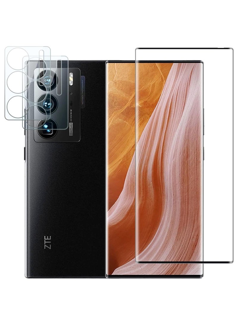 General Screen Protector Compatible with ZTE AXON 40 Ultra 5G, [1+2 Pack] 3D Screen Protector + Camera Lens Protector 9H Hardness Anti-Scratch HD Tempered Glass for ZTE AXON 40 Ultra  - Image 1
