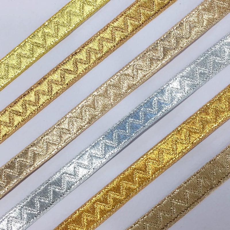 Lami 9 Meter Brown Zig Zag Design Lace Trim Ribbon DIY Sewing Craft Material, Home Decoration Supply, Saree Dupatta Anarkali Lehenga Decoration Lace, Brocate Gota Pati Decorative Packing Material - Image 3