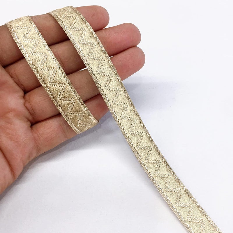 Lami 9 Meter Brown Zig Zag Design Lace Trim Ribbon DIY Sewing Craft Material, Home Decoration Supply, Saree Dupatta Anarkali Lehenga Decoration Lace, Brocate Gota Pati Decorative Packing Material - Image 5