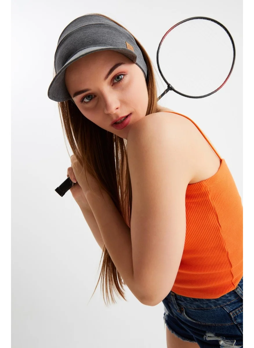 Butikgiz Women's Smoked UV Protected Foldable Open Top Soft Brim 100% Cotton Combed Tennis Visor Hat