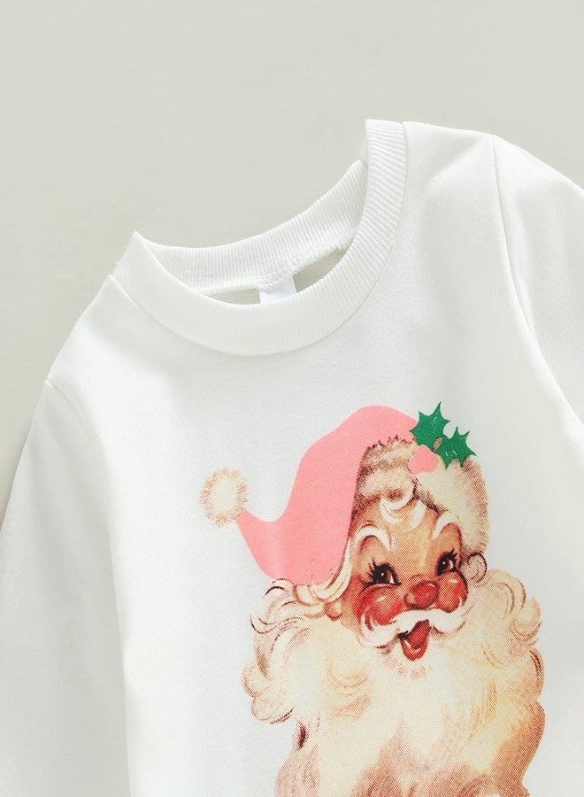 Gureui Toddler Girl Christmas Outfit Long Sleeve Sweatshirt Flare Pants Infant Baby Winter Clothes (B Pink Santa, 2-3T) - Image 5