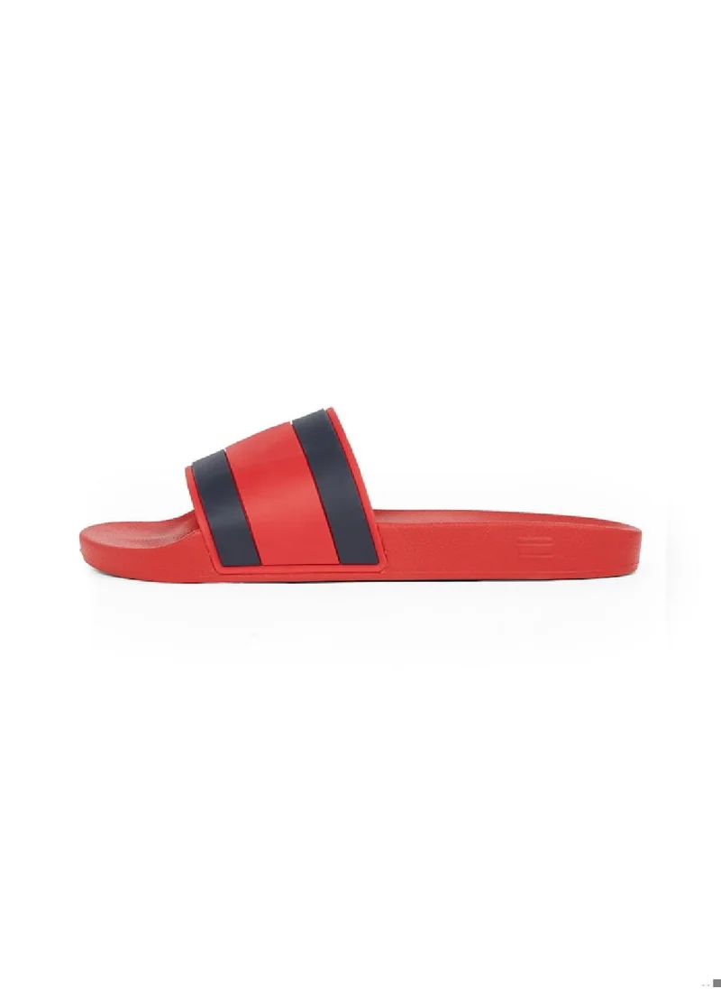 TOMMY HILFIGER Men's Colour-Blocked Pool Slides - Rubber, Red