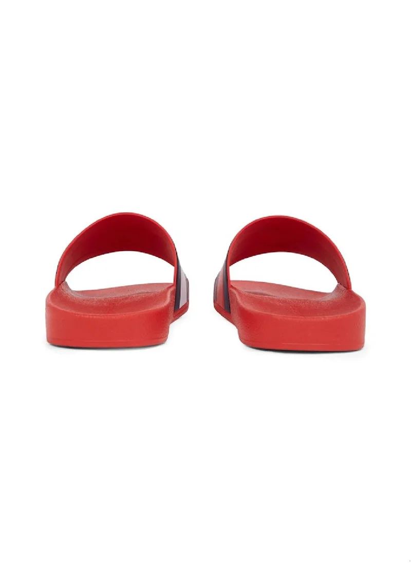 TOMMY HILFIGER Men's Colour-Blocked Pool Slides - Rubber, Red