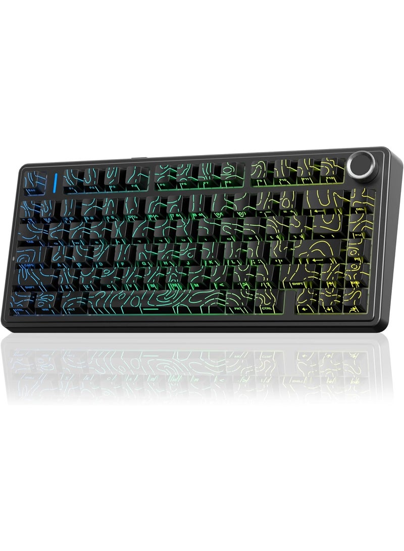 AULA F75 HE Gaming Keyboard with Magnetic Switches, 3-Mode, BT/2.4G/USB-C, 8000Hz Polling Rate, 4000mAh Battery, Supports DKS and SOCD, Adjustable Playback, Color (Black Contour) - Image 1