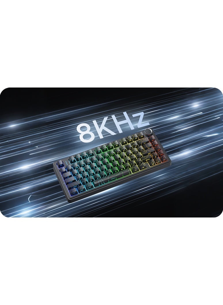 AULA F75 HE Gaming Keyboard with Magnetic Switches, 3-Mode, BT/2.4G/USB-C, 8000Hz Polling Rate, 4000mAh Battery, Supports DKS and SOCD, Adjustable Playback, Color (Black Contour) - Image 4