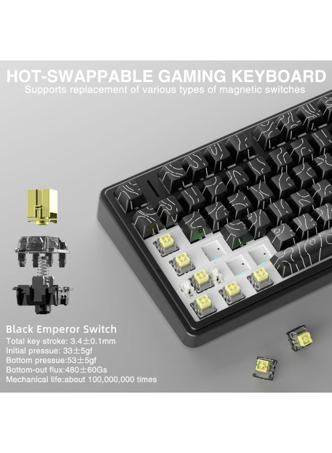 AULA F75 HE Gaming Keyboard with Magnetic Switches, 3-Mode, BT/2.4G/USB-C, 8000Hz Polling Rate, 4000mAh Battery, Supports DKS and SOCD, Adjustable Playback, Color (Black Contour) - Image 5