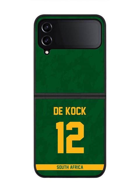 Rugged Black Edge Case for Samsung Galaxy Z Flip4, Slim fit Soft Case Flexible thin Cover - Player Name - David Miller, Jersey Number- 10