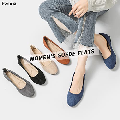 Rominz Women's Flats Shoes Round Toe Flats Black Flats Shoes Women Ballet Flats for Women Dressy Shoes Nude Flats(Black, US9) - Image 5