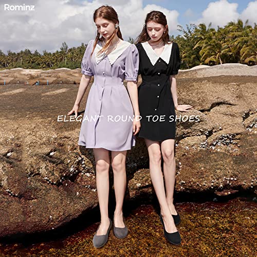 Rominz Women's Flats Shoes Round Toe Flats Black Flats Shoes Women Ballet Flats for Women Dressy Shoes Nude Flats(Black, US9) - Image 4