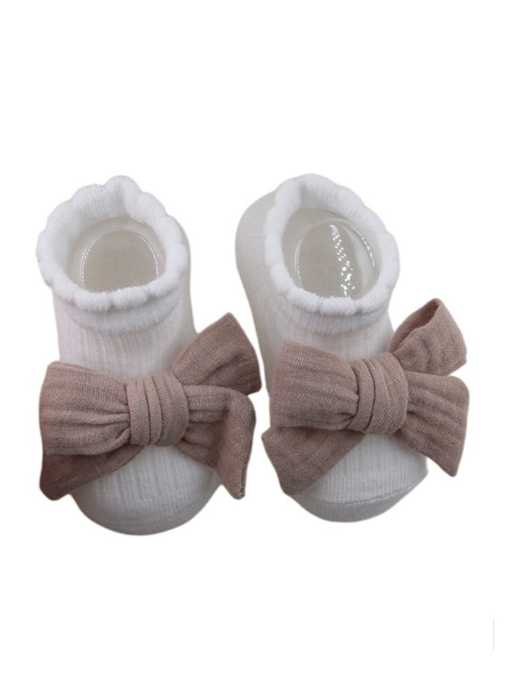 Bambimici - Anika Socks & Ribbon Bow Headband Set - Light Brown - Image 2
