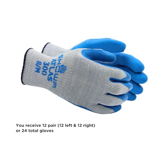SHOWA Atlas 300 Natural Latex Palm Coated General Purpose Work Glove with Poly/Cotton Liner, 10-Gauge, Blue, X-Large (12 Pair) - Image 3