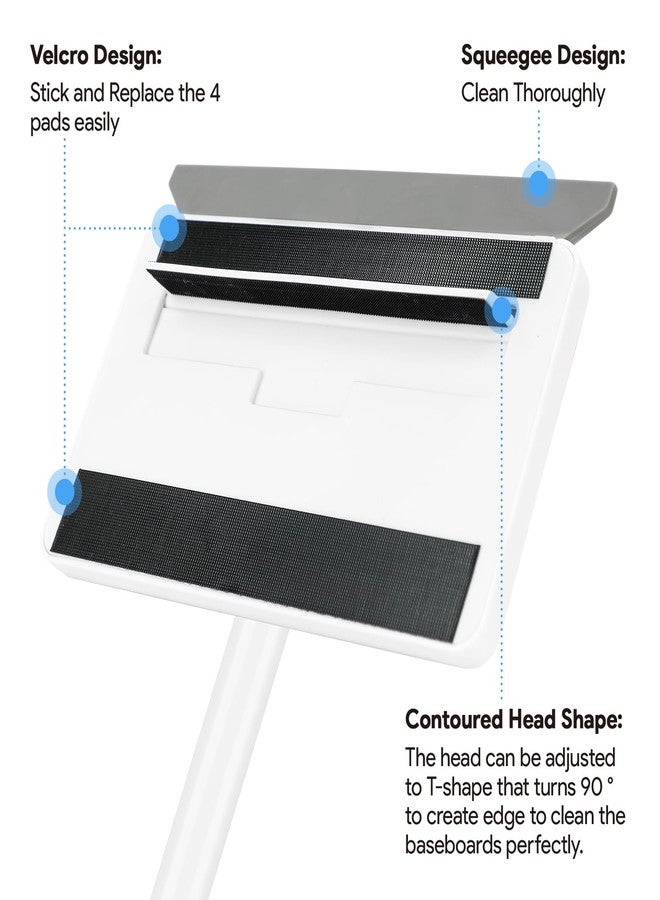 DELUX Baseboard Cleaner Tool with Handle, DELUX Baseboard Cleaner with Extendable Long Handle, 4 Reusable Cleaning Pads Wall Cleaner for Baseboards Cleaning, Ceiling, Wall, Floor, Shower Bathroom Kitchen - Image 2