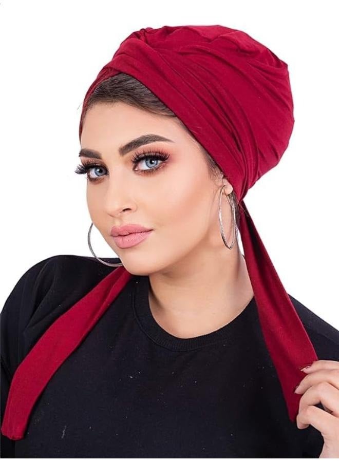 Turban For Women Winter Cotton Lace Turban Women Lace Up Different Ways Turban Turban Women Turban Headwear, Burgundy - Image 1