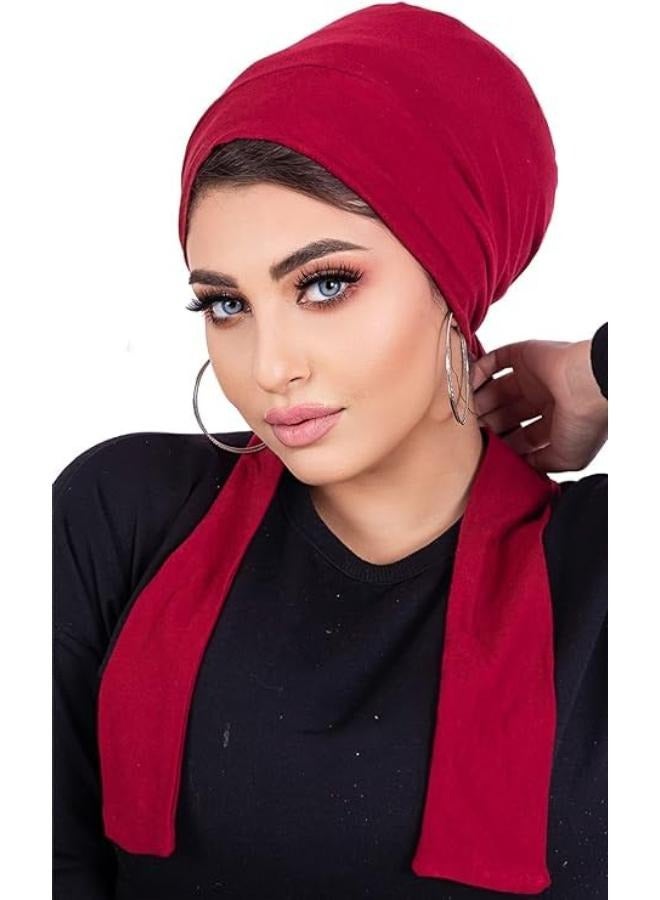 Turban For Women Winter Cotton Lace Turban Women Lace Up Different Ways Turban Turban Women Turban Headwear, Burgundy - Image 2