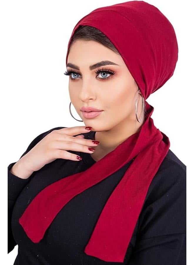 Turban For Women Winter Cotton Lace Turban Women Lace Up Different Ways Turban Turban Women Turban Headwear, Burgundy - Image 3