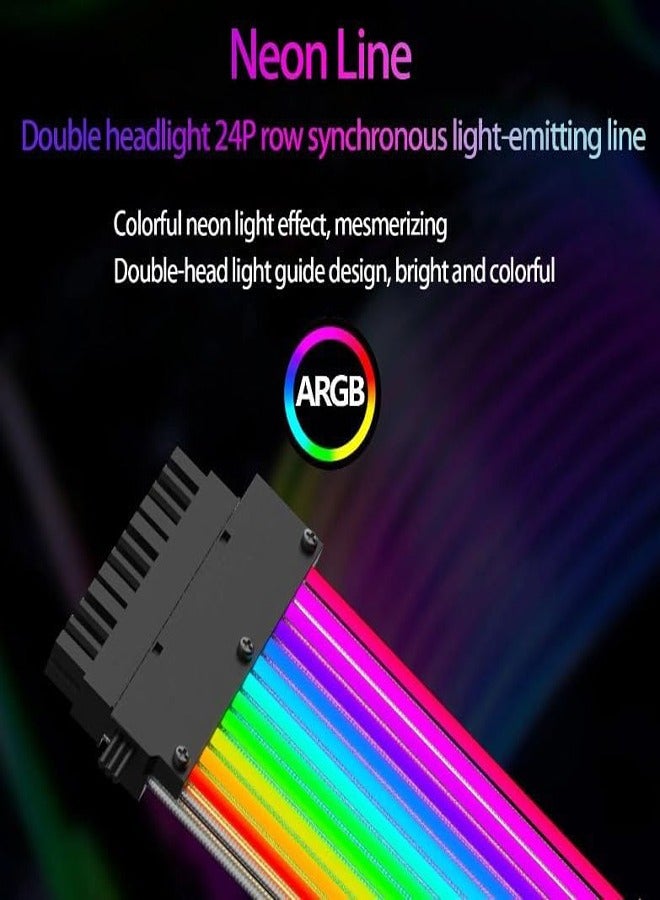2 Pack ARGB Neon Power Extension Cables ATX 24 Pin Motherboard PSU Extension Cable  Dual 8 Pin GPU Cable Extension  - Image 4