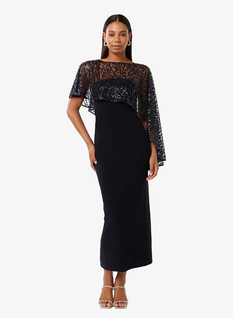 Kara Embellished Cape Bodycon Maxi Dress