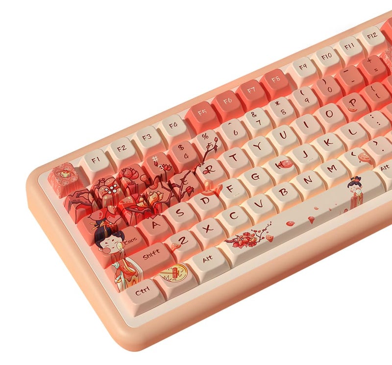 daixiahu Tang Theme keycaps 158 Key PBT keycaps MDA Custom keycap Set is Suitable for 61/87/104/108 Cherry MX Switch and Other Mechanical Keyboards (Tang Style) - Image 1