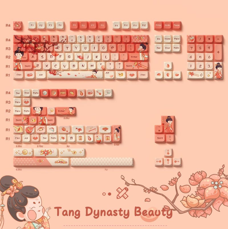 daixiahu Tang Theme keycaps 158 Key PBT keycaps MDA Custom keycap Set is Suitable for 61/87/104/108 Cherry MX Switch and Other Mechanical Keyboards (Tang Style) - Image 5