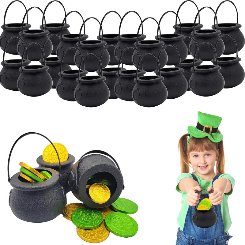 Chochkees Black Candy Cauldron Kettles, Party Decoration Supplies, St. Patrick's 3" Inches (24-Pack) Witch Cauldron, Candy Bucket, Cauldron Pot - Image 1