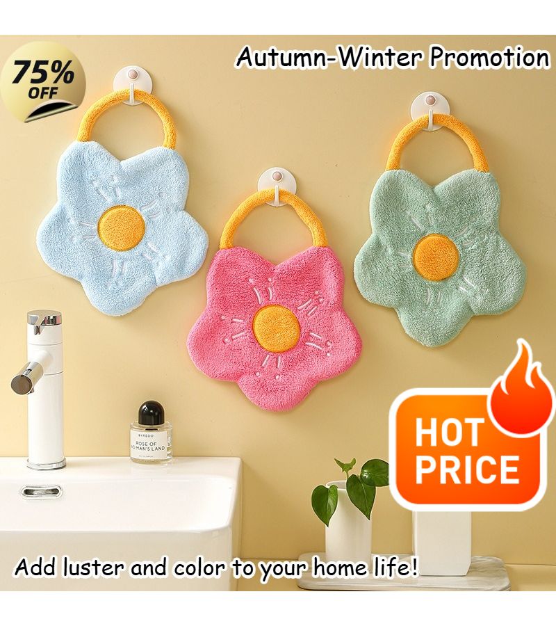 Coral Fleece Hand Towel Set 4 Colors Thickened Absorbent Machine Stitched Home Bath Kitchen Wet Area - Image 1