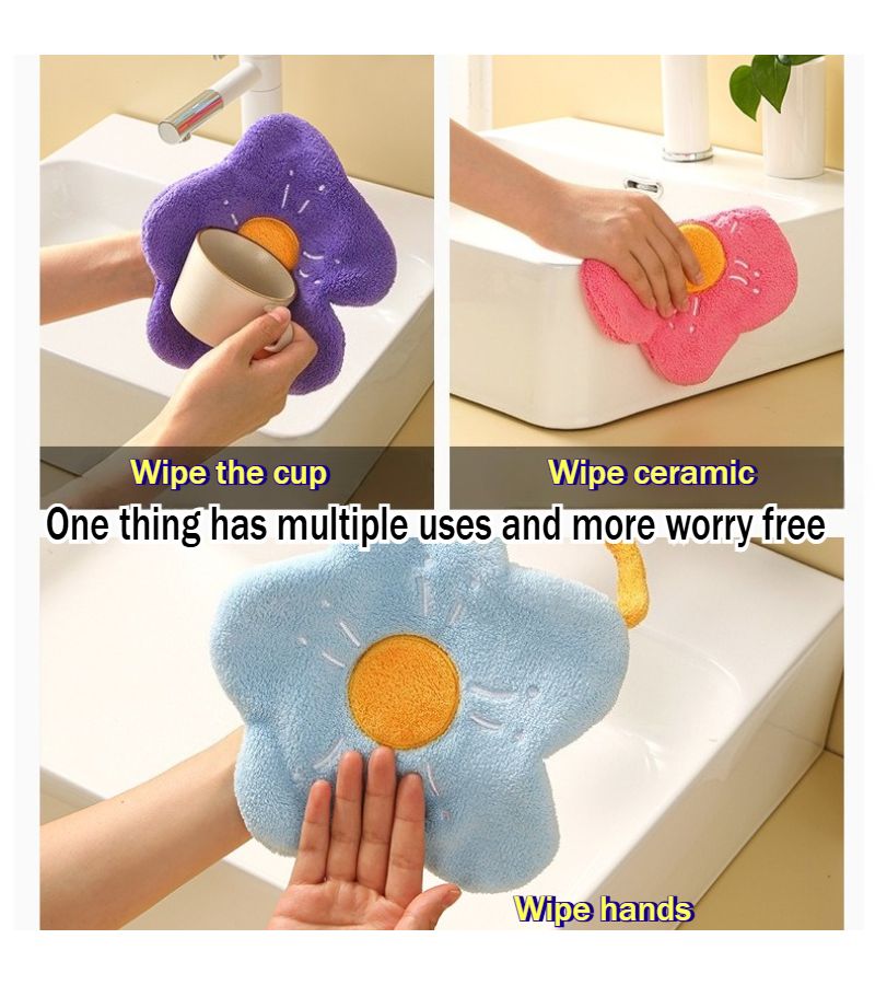 Coral Fleece Hand Towel Set 4 Colors Thickened Absorbent Machine Stitched Home Bath Kitchen Wet Area - Image 5