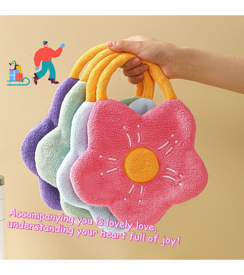 Coral Fleece Hand Towel Set 4 Colors Thickened Absorbent Machine Stitched Home Bath Kitchen Wet Area - Image 2