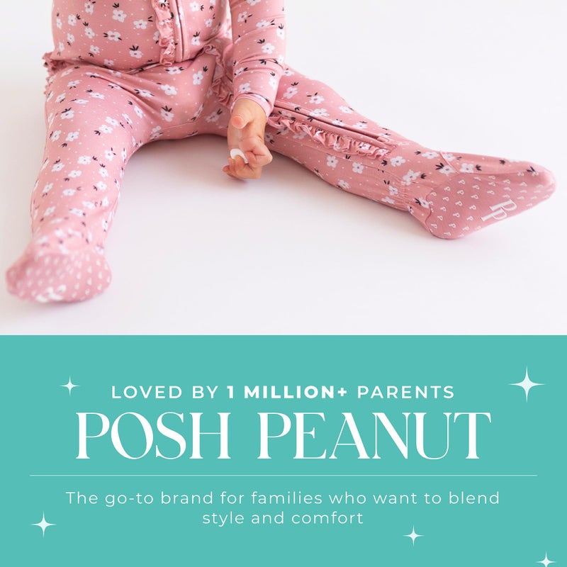 Posh Peanut Footie Pajamas for Baby Girls â€“ Sleepers in Ultra-Soft Viscose from Bamboo with 2-Way Zipper & Ruffle Trim â€“ Newborn to Toddler Sleepwear (Emmilene, 3-6 Months) - Image 5