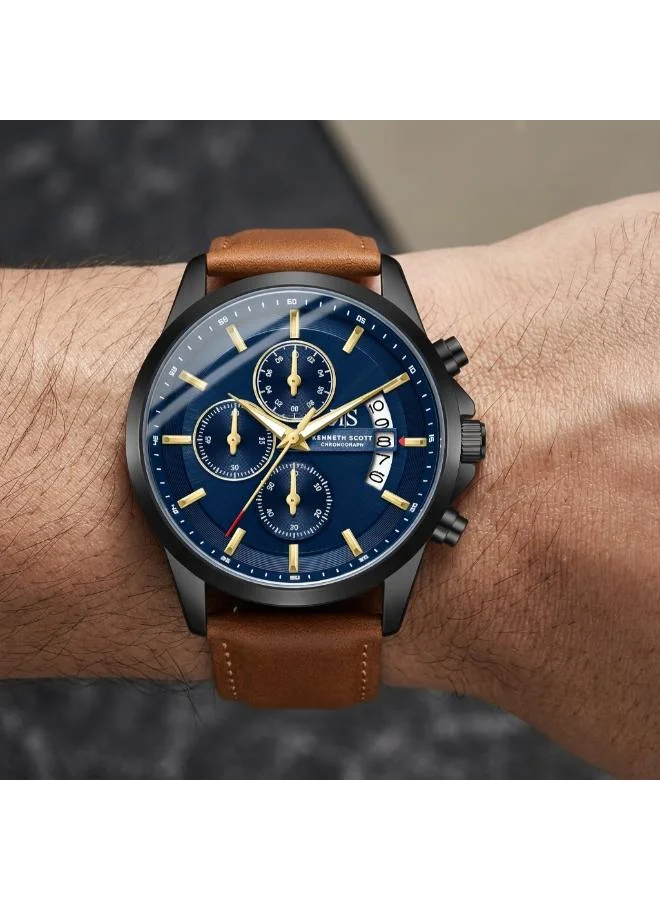 Kenneth Scott  Kenneth Scott Men's Chronograph  Blue  Dial Watch - K26106-BLDN for Men | Best Price UAE