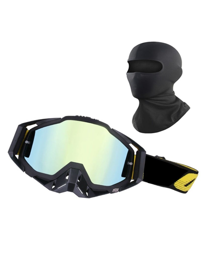 نظارات ركوب الجبال والدراجات النارية للطرق الوعرة - نظارات سباق Mx وMtb بعدسات ذهبية مرآتية (بما في ذلك قناع الوجه الأسود) - Image 2