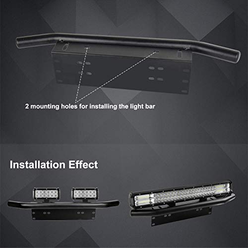 Jtron إطار لوحة ترخيص أمامي عالمي لجهاز Jtron للسيارات مع حامل مثبت لوحة الترخيص وإطار الصدام للجيب على الطرق الوعرة مع قضيب العمل LED (أسود) - Image 4