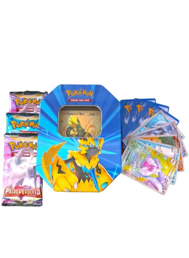 بوكيمون مجموعة بطاقات وبطاقات بوكيمون من فيرست تشويس مع صندوق قصدير للعب المرح للأطفال، متعددة الألوان