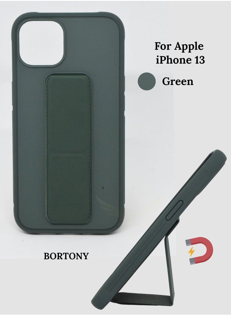 BORTONY - iPhone 13 Case Magnetic Stand & Holder, Premium Silicone Hand Strap Grip, Car Mount Kickstand And Finger Grip Case Cover For Apple iPhone 13 - Image 1