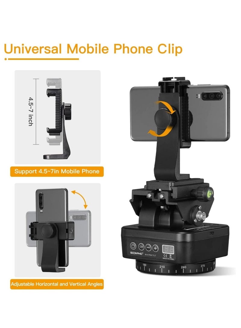 Captaintech M4 Motorized Rotating Panoramic Tripod Head, Pan Tilt Camera Mount, Remote Control Pan Tilt Head with Remote Control and Mobile Phone Clip for DSLR Cameras, Camcorders, Smartphones, Tripod - Image 4