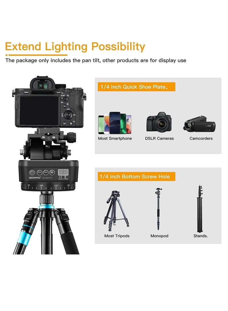 Captaintech M4 Motorized Rotating Panoramic Tripod Head, Pan Tilt Camera Mount, Remote Control Pan Tilt Head with Remote Control and Mobile Phone Clip for DSLR Cameras, Camcorders, Smartphones, Tripod - Image 3