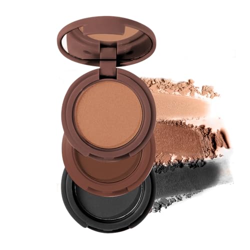 Multibrite Blush Highlighter & Contour Palette 3 in 1 Makeup Powder Set Compact Powder Blush Highlighter Silky Smooth Face Blush Cheek Tint, Moisturizing Luminizer for Women (M02 (02 Dark Brown)) - Image 1