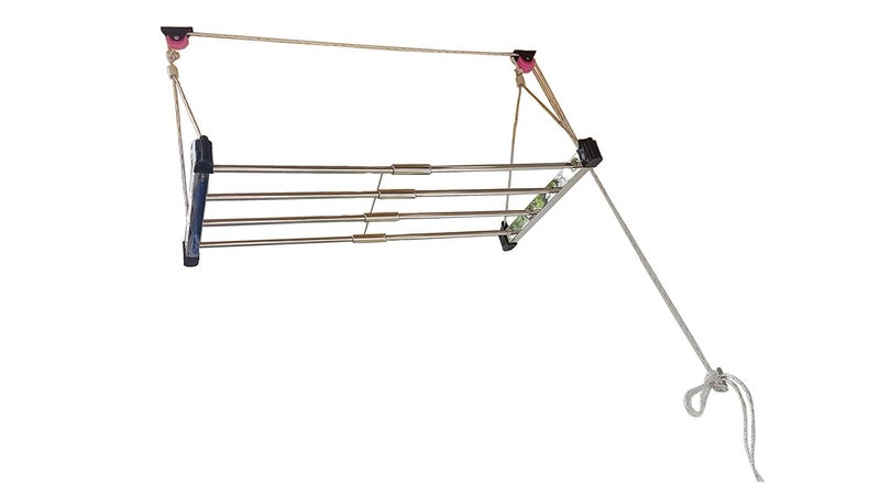 Vblue Rust Proof 5 Pipe X 4 Feet Blue with UV Protected Nylon Rope Stainless Steel Ceiling Clothes HangerCeiling Cloth Dryer Rise N Dry 5 Pipes 5X4 - Image 1