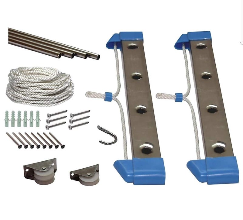 Vblue Rust Proof 5 Pipe X 4 Feet Blue with UV Protected Nylon Rope Stainless Steel Ceiling Clothes HangerCeiling Cloth Dryer Rise N Dry 5 Pipes 5X4 - Image 3