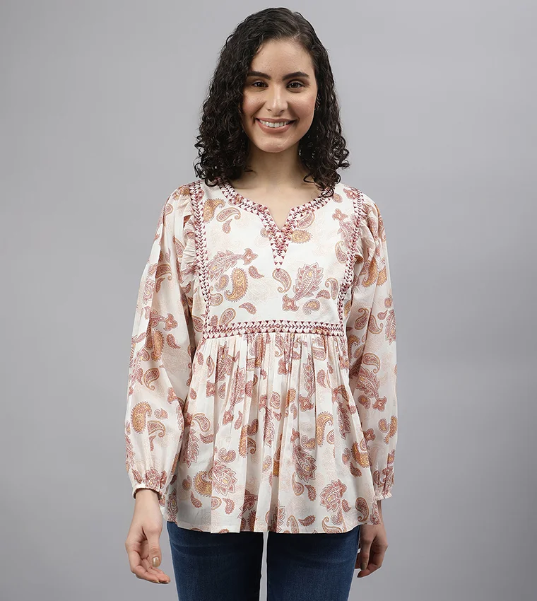 BEVERLY HILLS POLO CLUB All Over Printed Woven Top