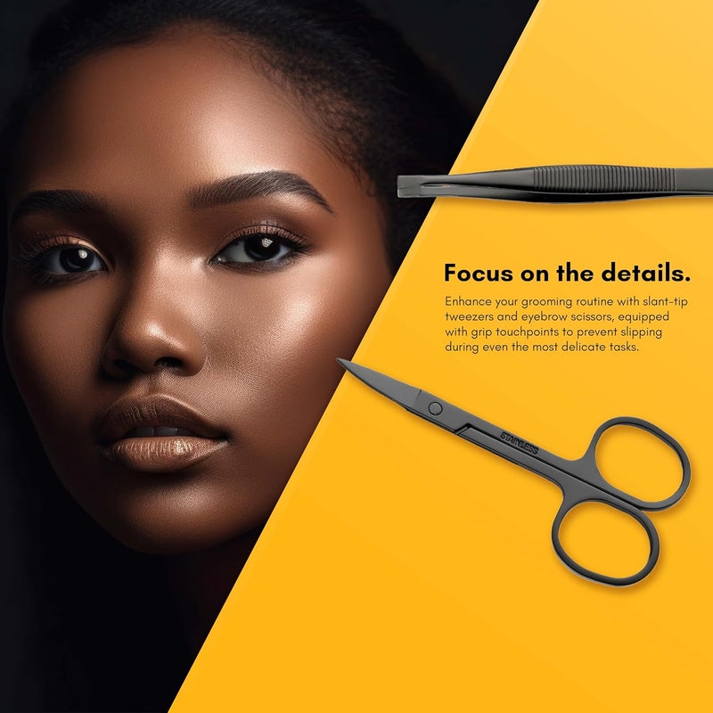 Beauté Secrets Beaut Secrets Essentials Manicure Set Nail Clippers Stainless Steel Nail Scissors Grooming Kit Acne needle Blackhead Tool Leather Travel Case Yellow - Image 5