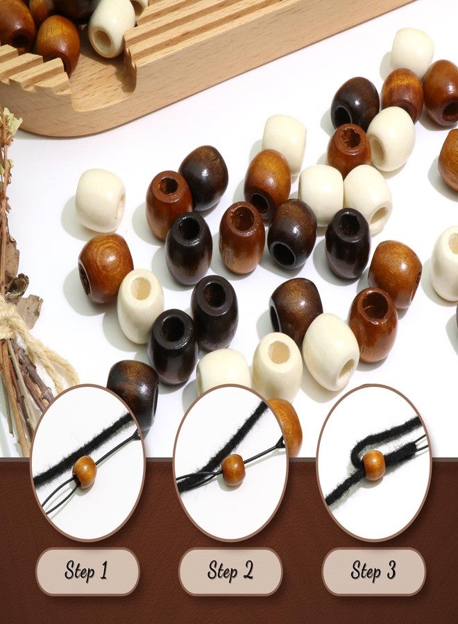 VENOFEN 60PCS Hair Beads Large Hole Wooden Bead Dreadlock Decoration Mixed Color Loc Hair Accessories for Women and Men - Image 5